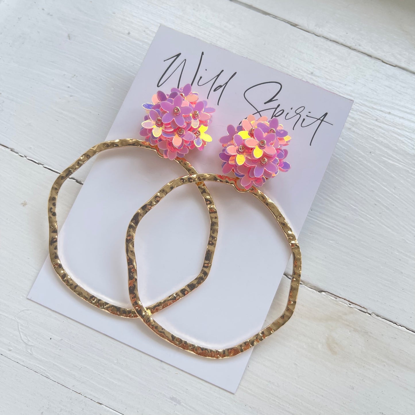 Pink Daisy Hoop Earrings