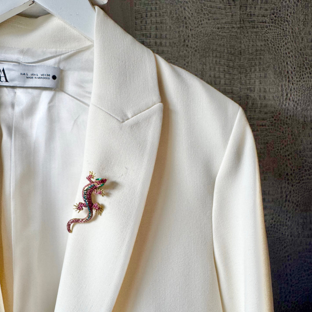The Pink Gecko Brooch