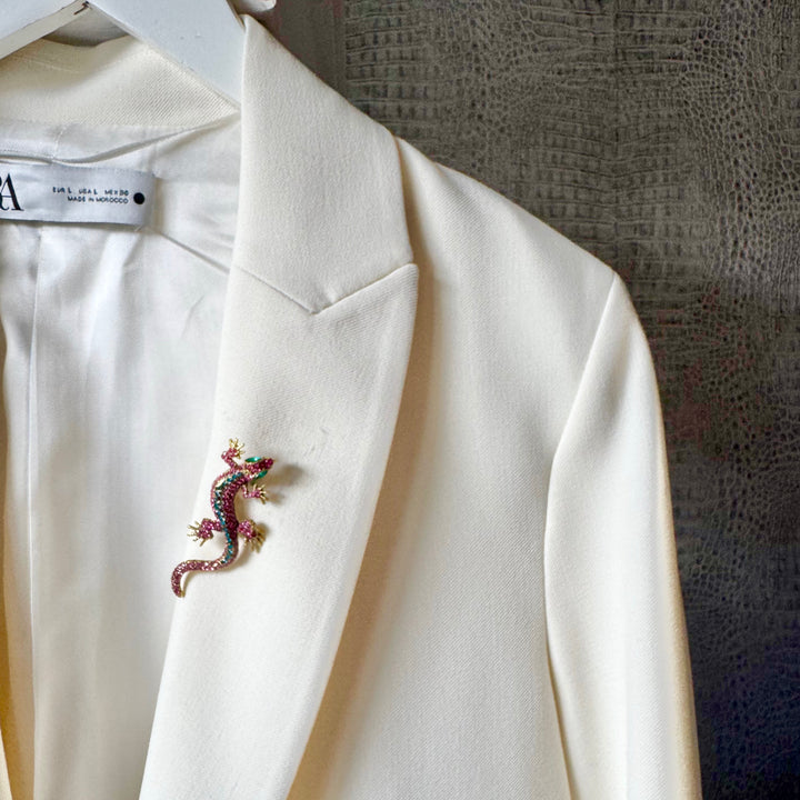 The Pink Gecko Brooch