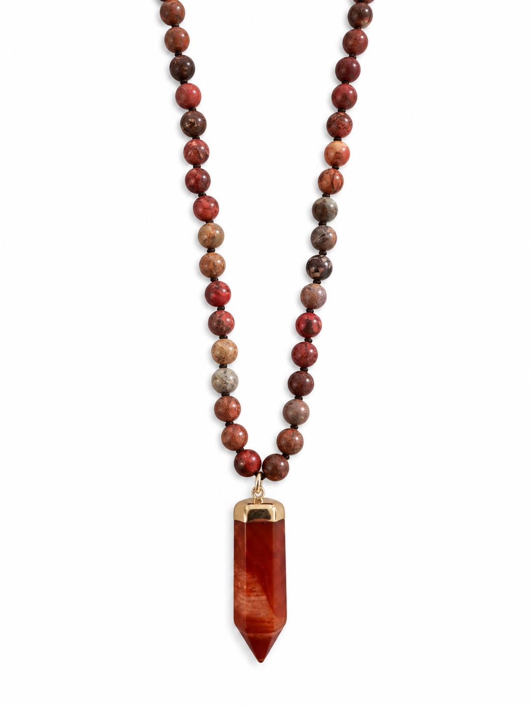 a necklace with a stone pendant