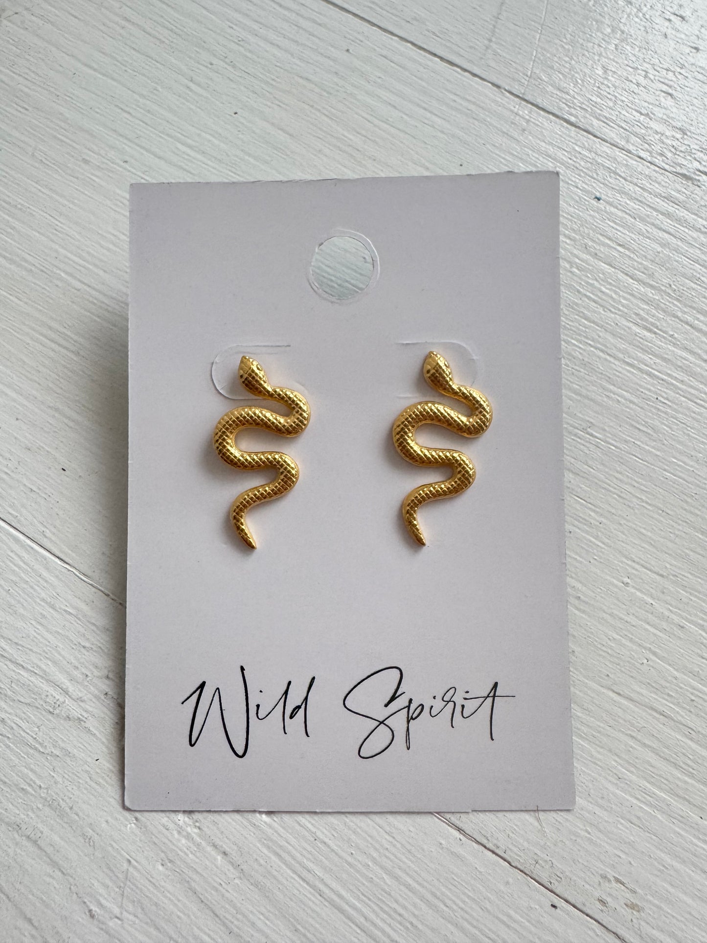 Waterproof Gold Plated Snake Earrings