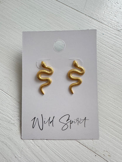 Waterproof Gold Plated Snake Earrings