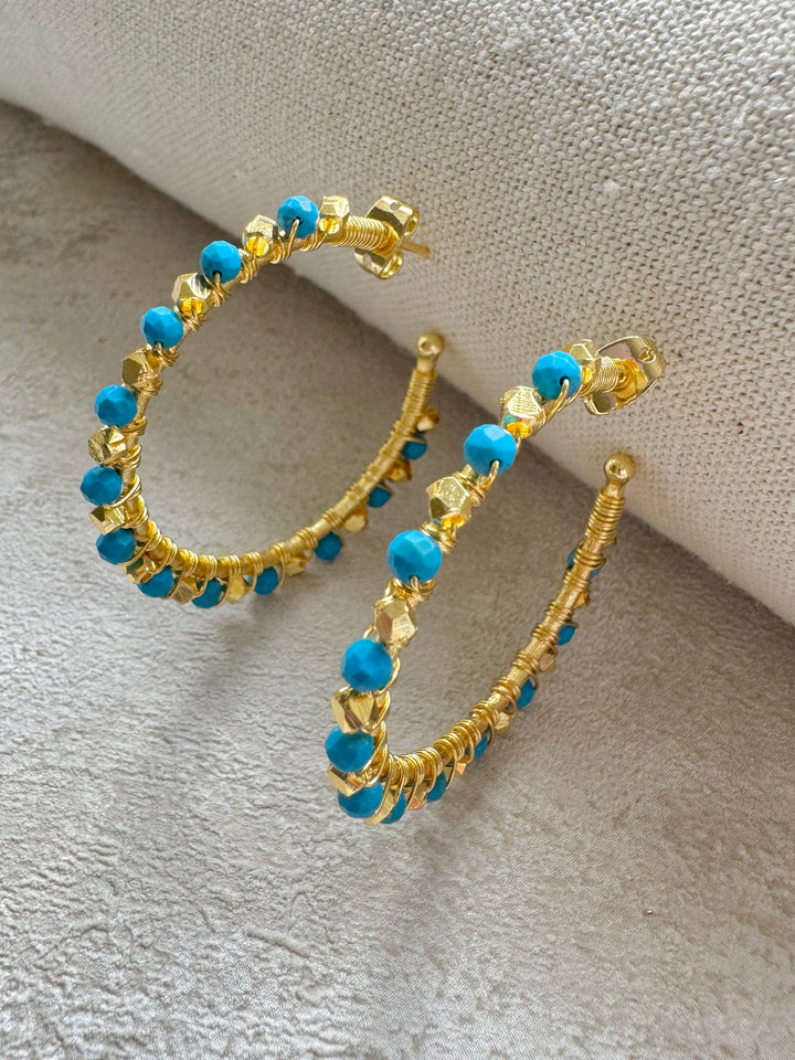 The Turquoise Gold Plated Cosmic Hoop Earrings