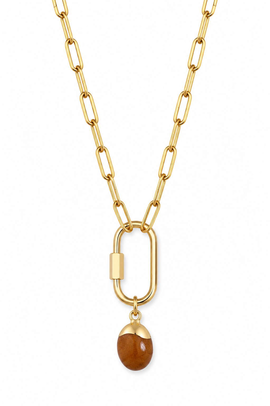Orange Natural Stone Charm Necklace (Pre-Order del mid Aug)