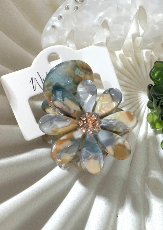 Marble Rhinestone Diamante Clip (6 Pack)