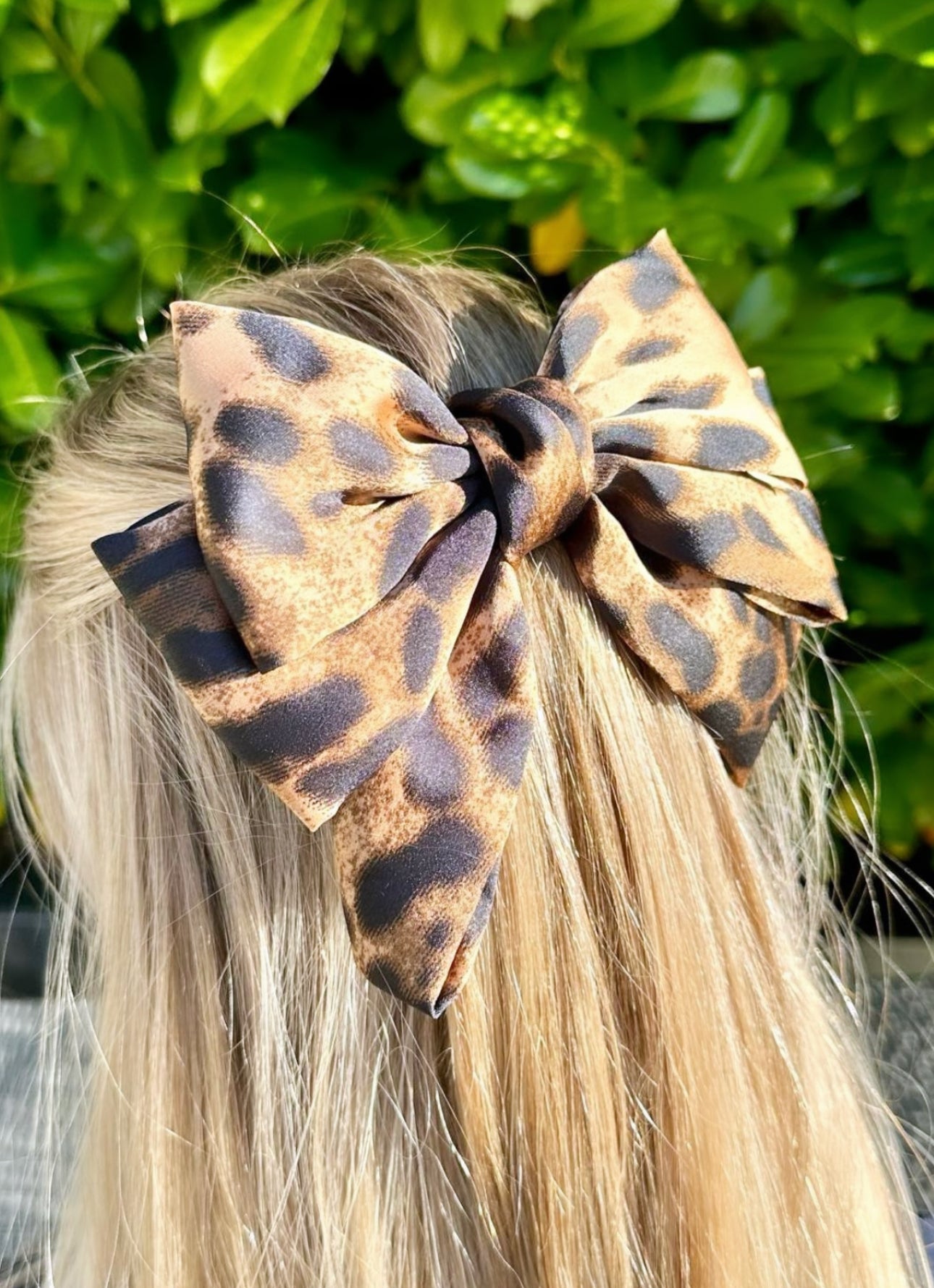 Green Leopard Hair Bow Slide