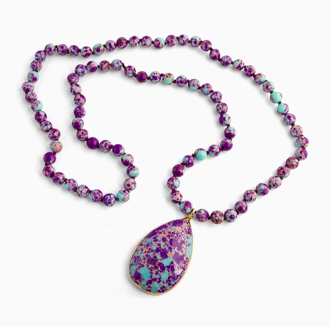 Purple & Turquoise Jasper Natural Stone Necklace