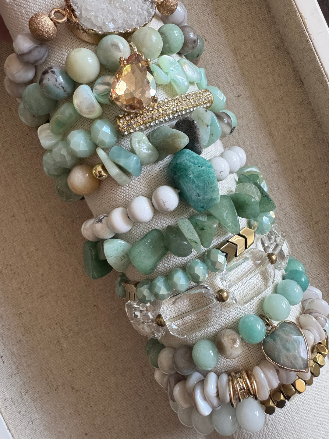 White & Mint Set of 12 Bracelets