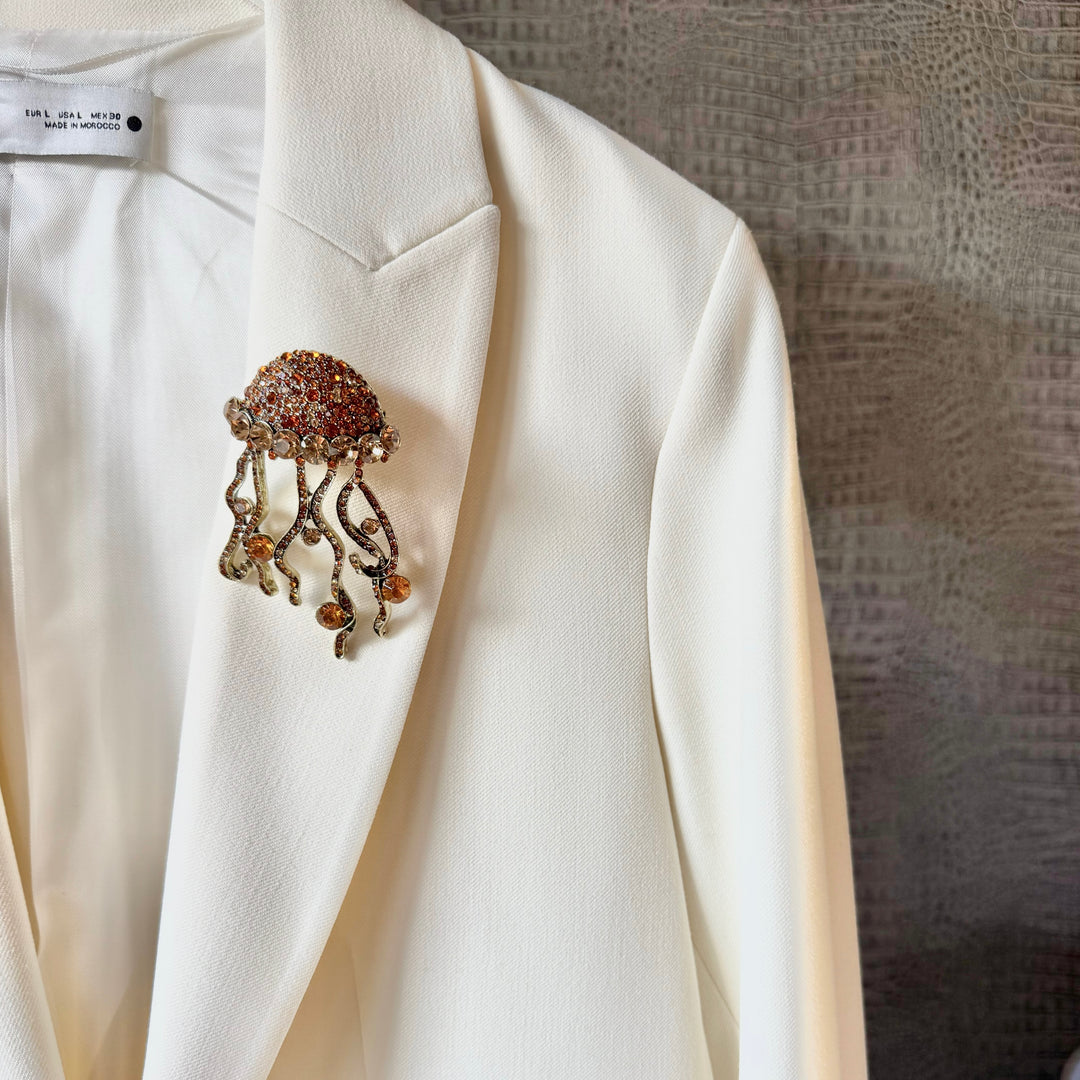 Giant Amber Jellyfish Brooch