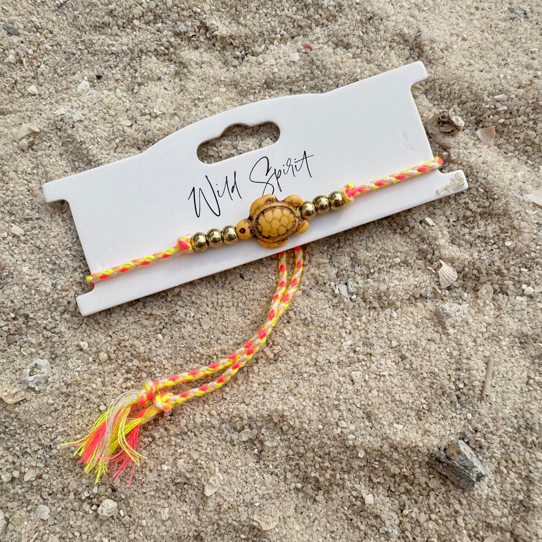 Turtle Charm Woven Bracelet / Anklet – Adjustable & Colourful (Mixed Pack of 8)