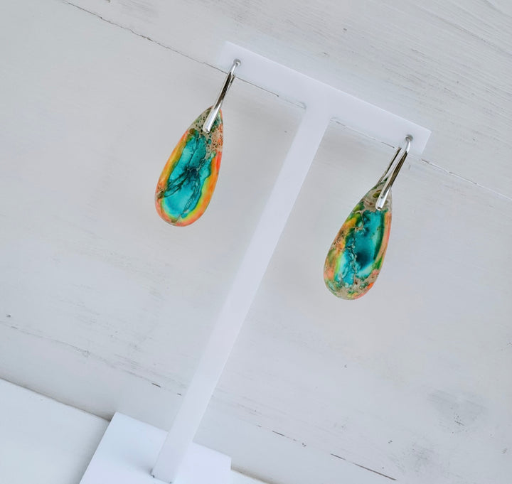 Jasper Earrings - Aqua