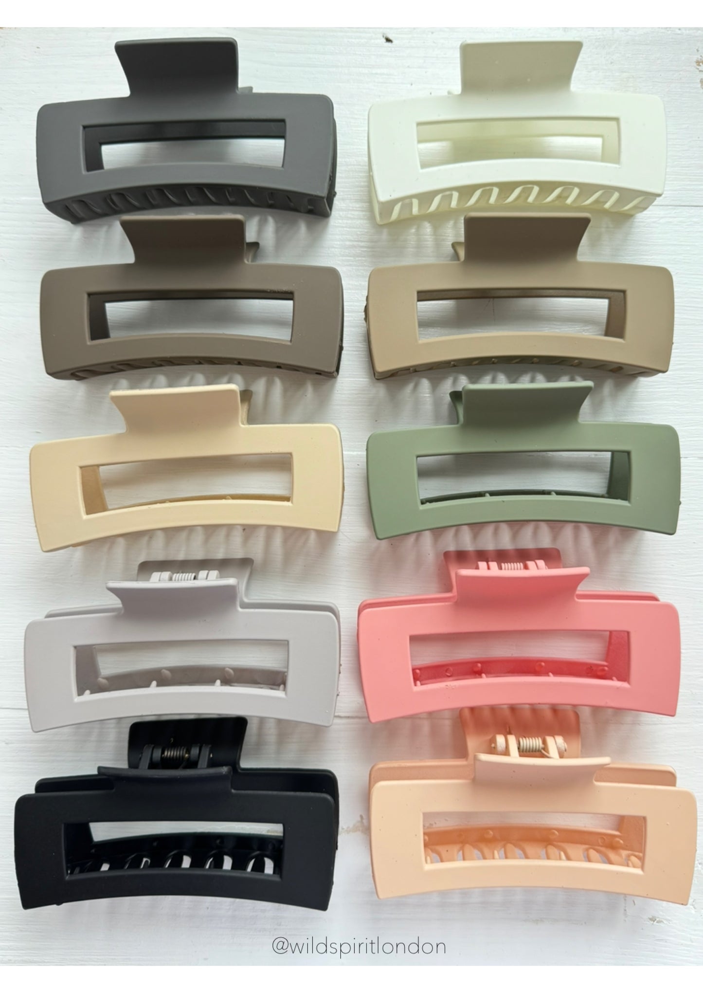 Pack of 10 XL Rectangle Hair Claws - Neutrals