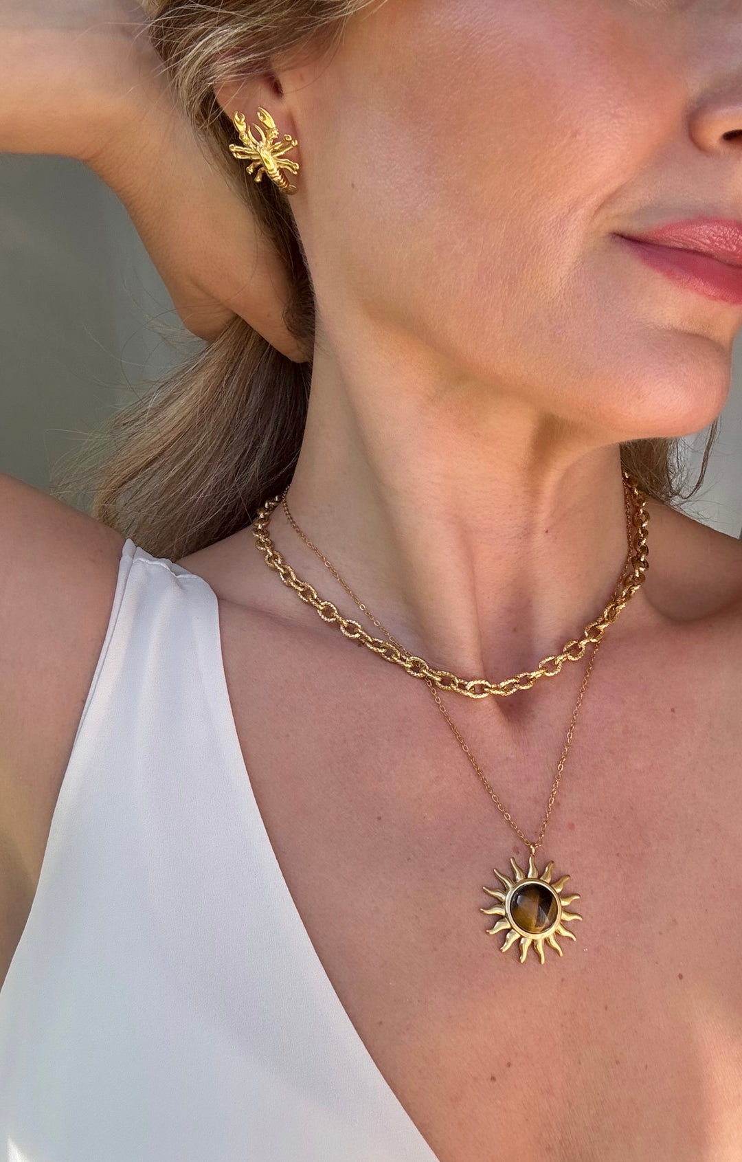 The Tiger Eye Solstice Gold Plated Waterproof Necklace