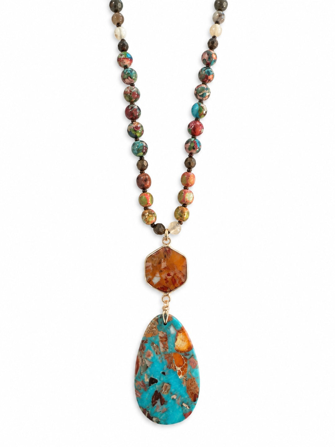a necklace with a stone pendant
