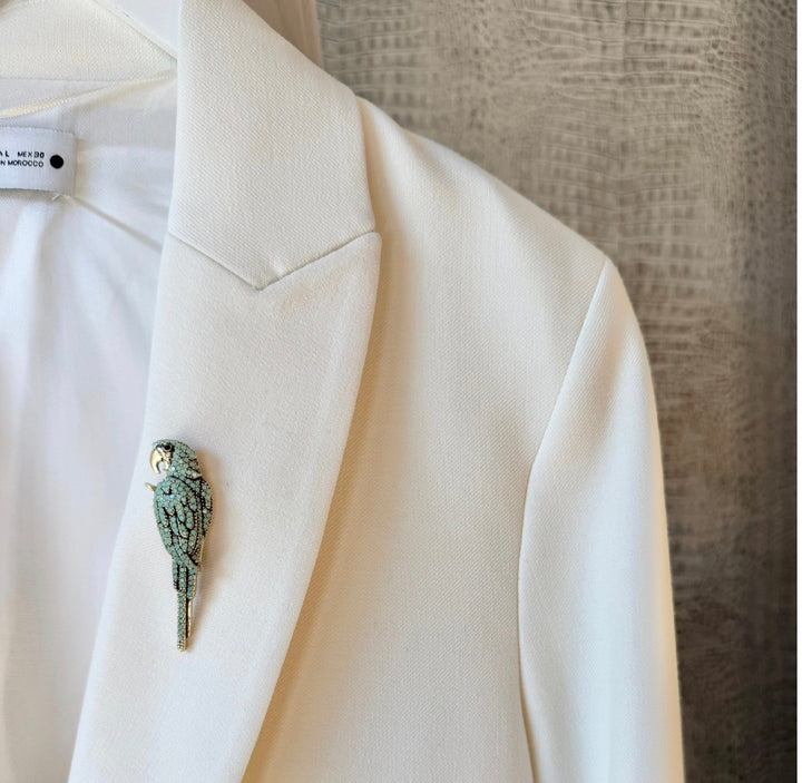 Mint Green Parrot Brooch