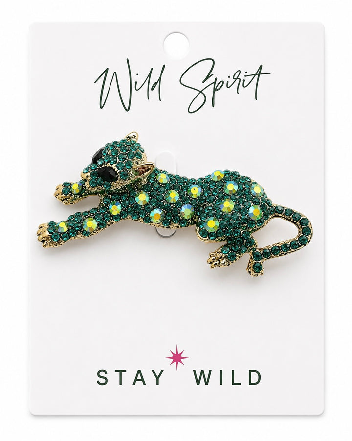 Teal Cheetah Brooch