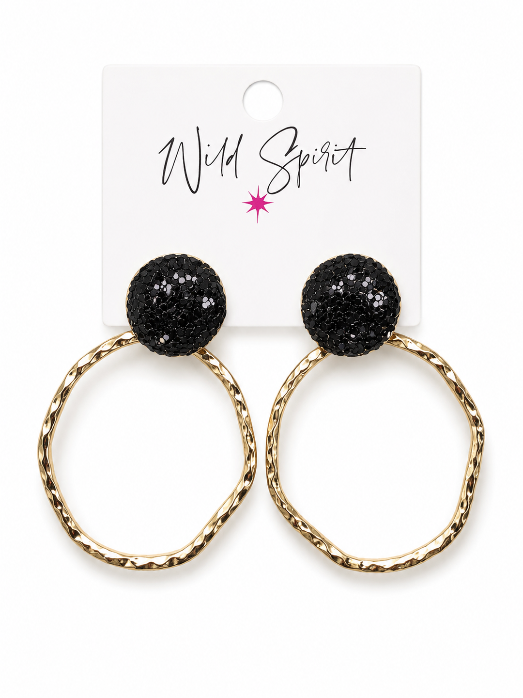 Black & Gold Disco Hoop Earrings
