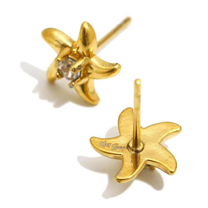 Mini Starfish Gold Plated Waterproof Earrings