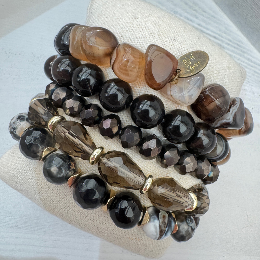 The Brown Agate Natural Stone Bracelet Stack