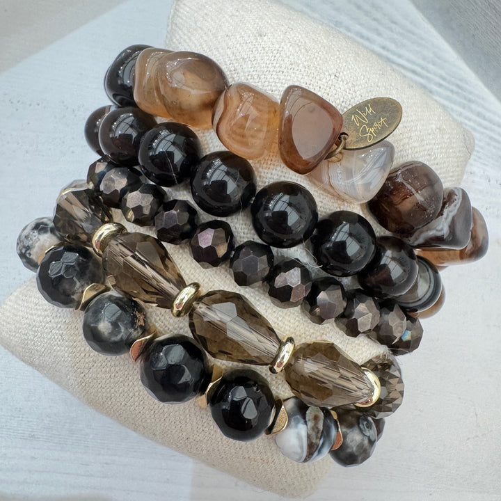 The Brown Agate Natural Stone Bracelet Stack