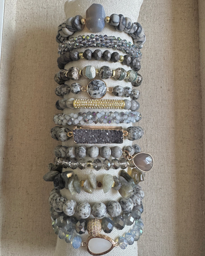 Grey Set of 14 Bracelets
