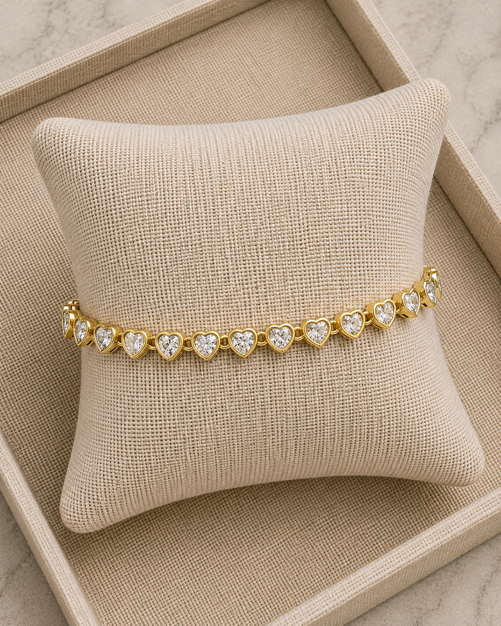 White Love Heart Tennis Bracelet