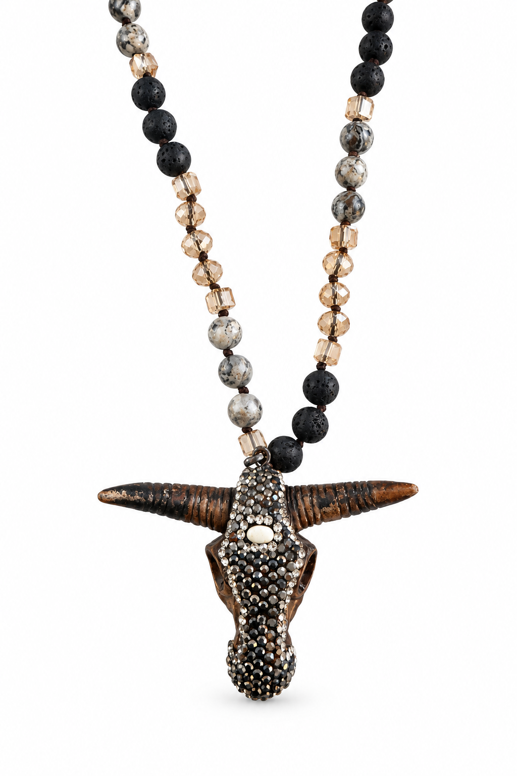 a necklace with a skull pendant