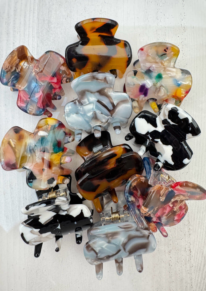 Mini Marble Hair Clips (10 Pack)