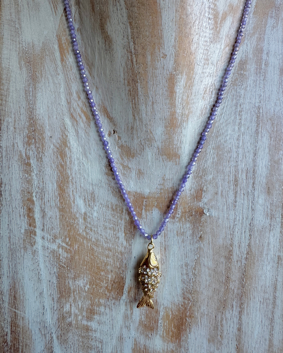 Lilac Shimmerfish Gold Plated Waterproof Necklace