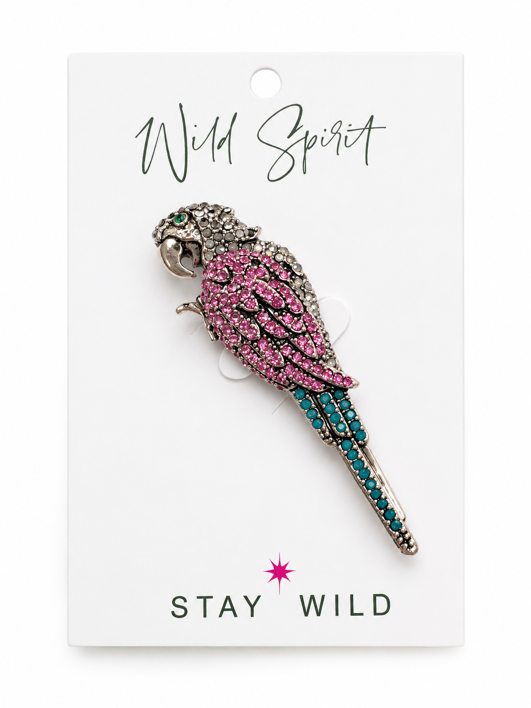 Pink & Blue Parrot Brooch