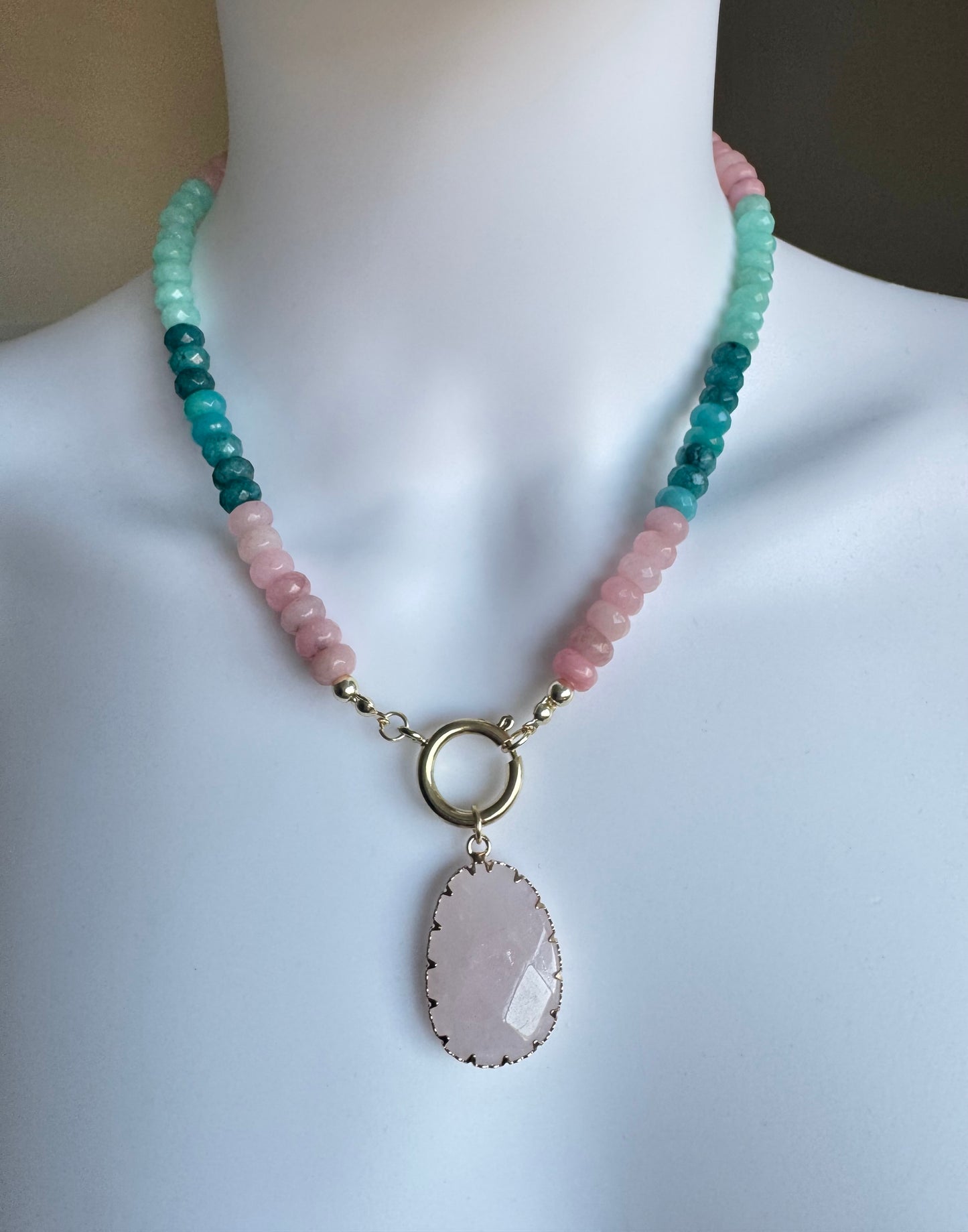 Rose & Amazonite ‘Adele’ Necklace