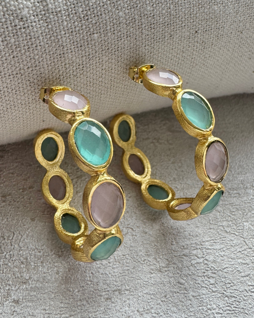 The Iris Rose Quartz & Amazonite Earrings