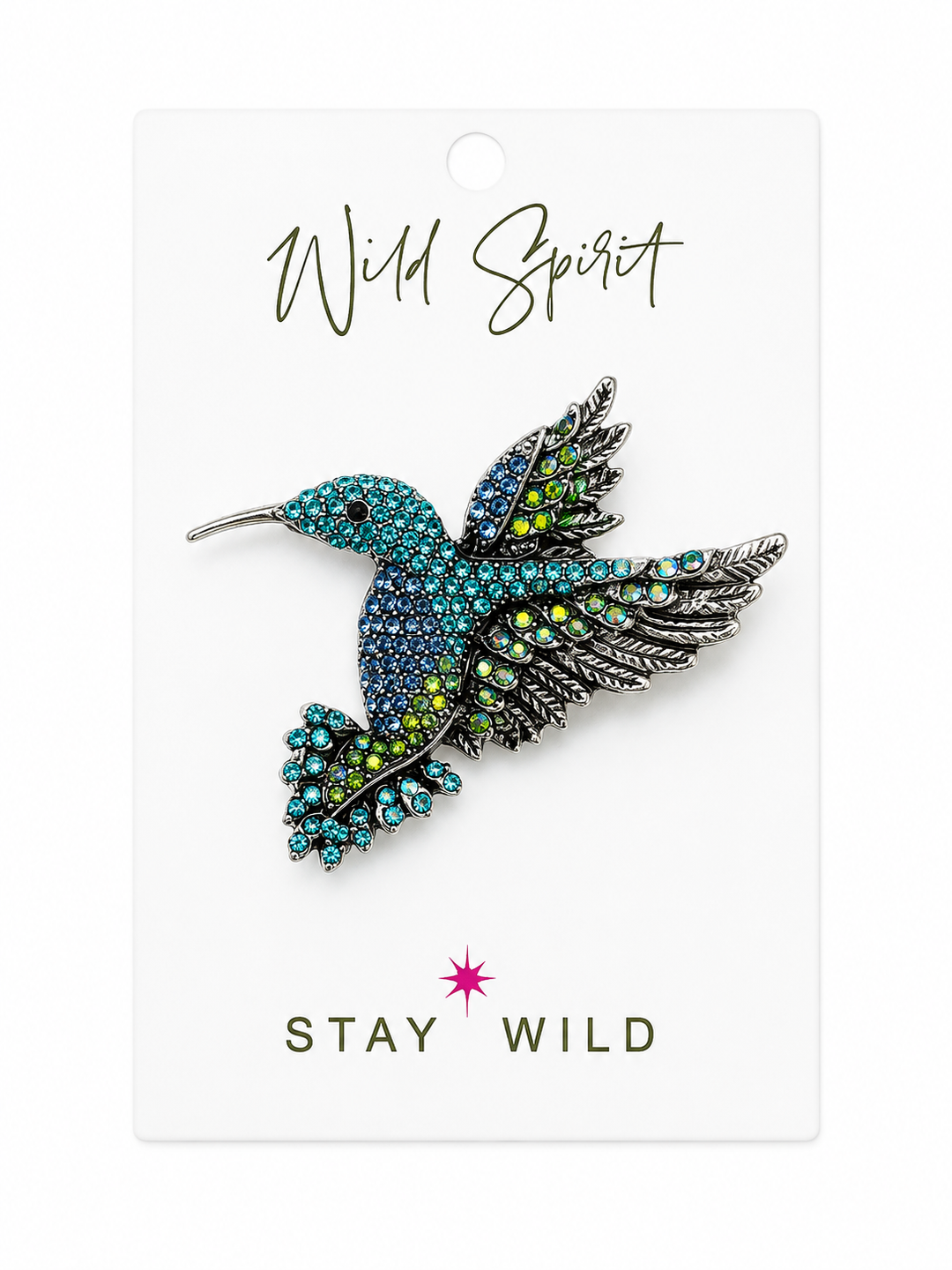 Aqua Blue Hummingbird Brooch