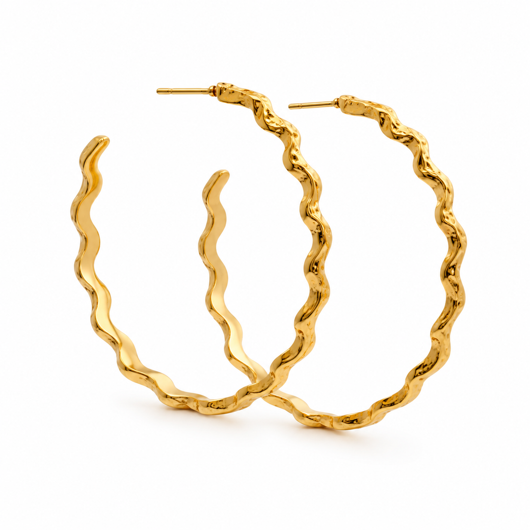 Gold Wiggle Hoop Earrings