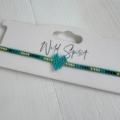 Blue Heart Beaded Bracelet