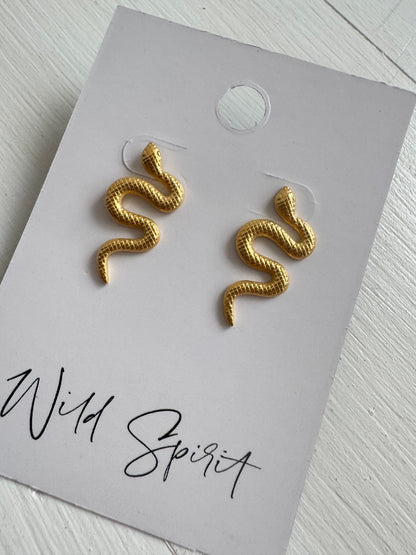 Waterproof Gold Plated Snake Earrings