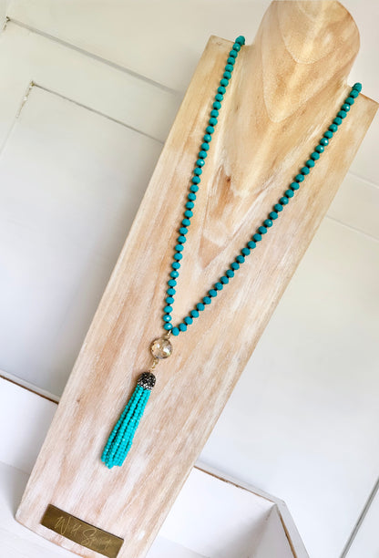 Blue Tassel Necklace