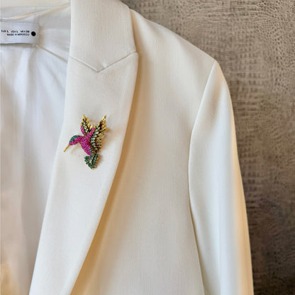 Pink Hummingbird Brooch