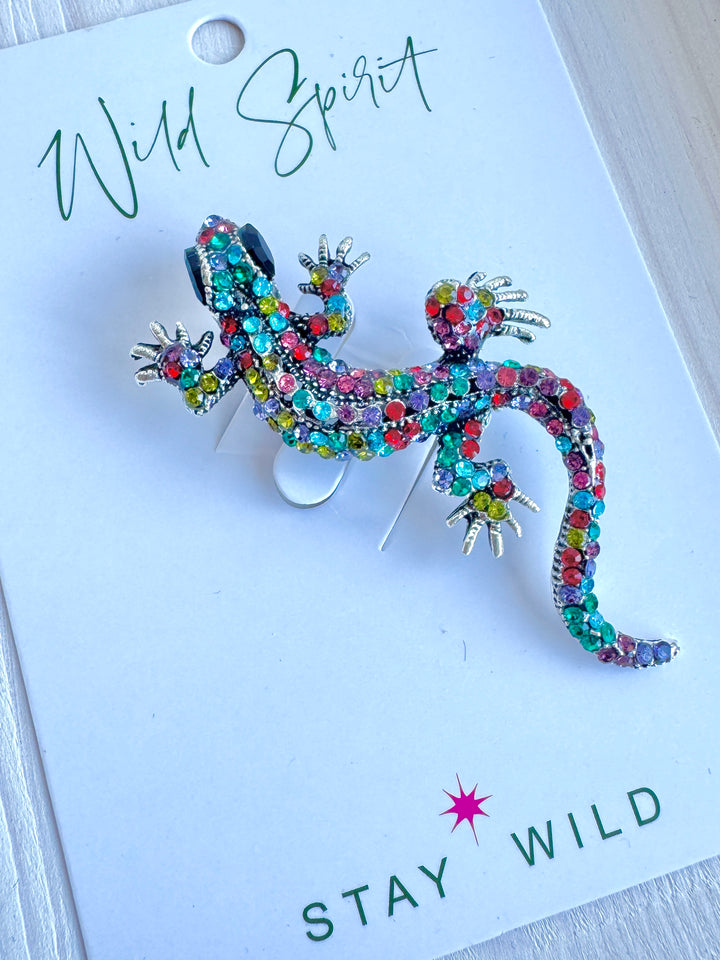 Multicolour Gecko Brooch