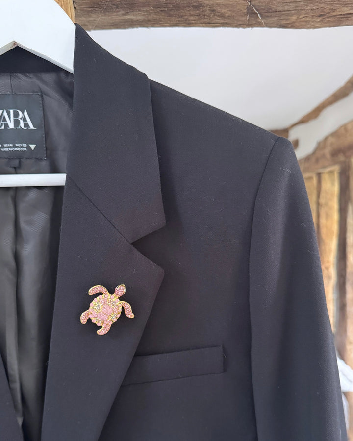 Pink Turtle Brooch
