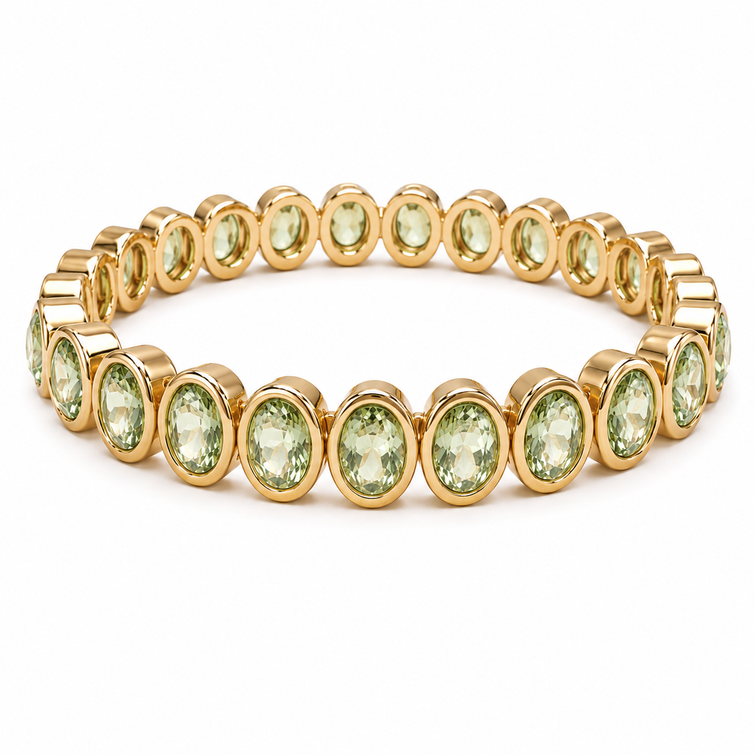 Green Crystal Oval Bling Bracelet