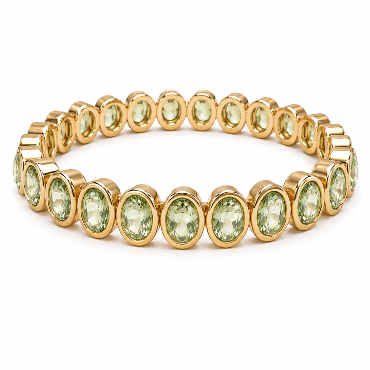 Green Crystal Oval Bling Bracelet