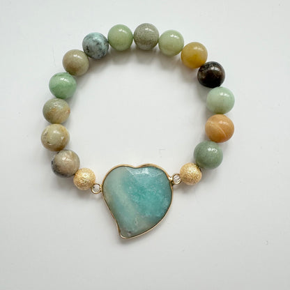 Amazonite Heart Bracelet