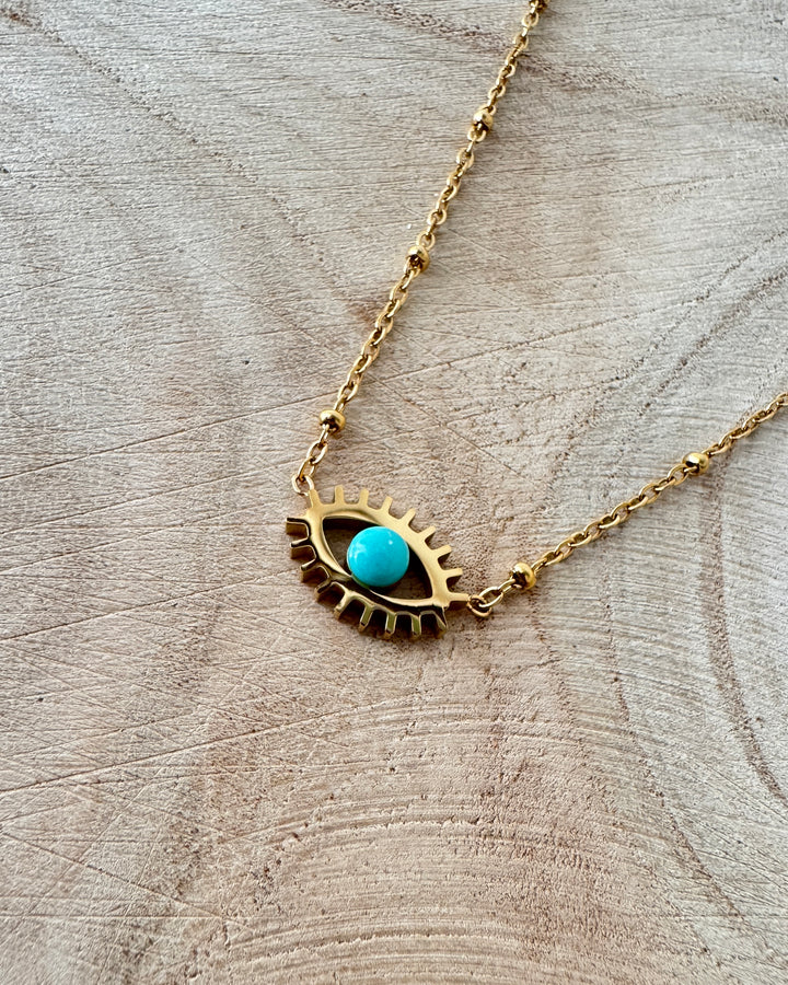 The Isla Evil Eye Gold Plated Waterproof Necklace