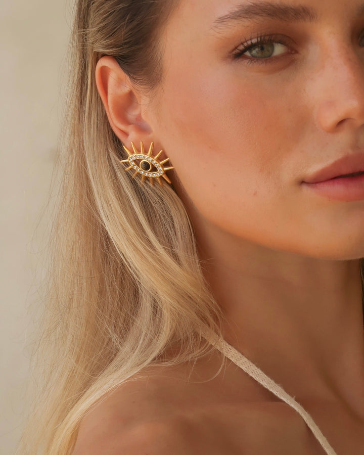 Tiger Eye Bling Elara Eye Earrings