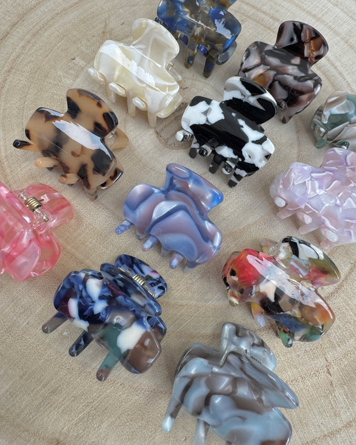 Mini Marble Hair Clips (12 Pack)