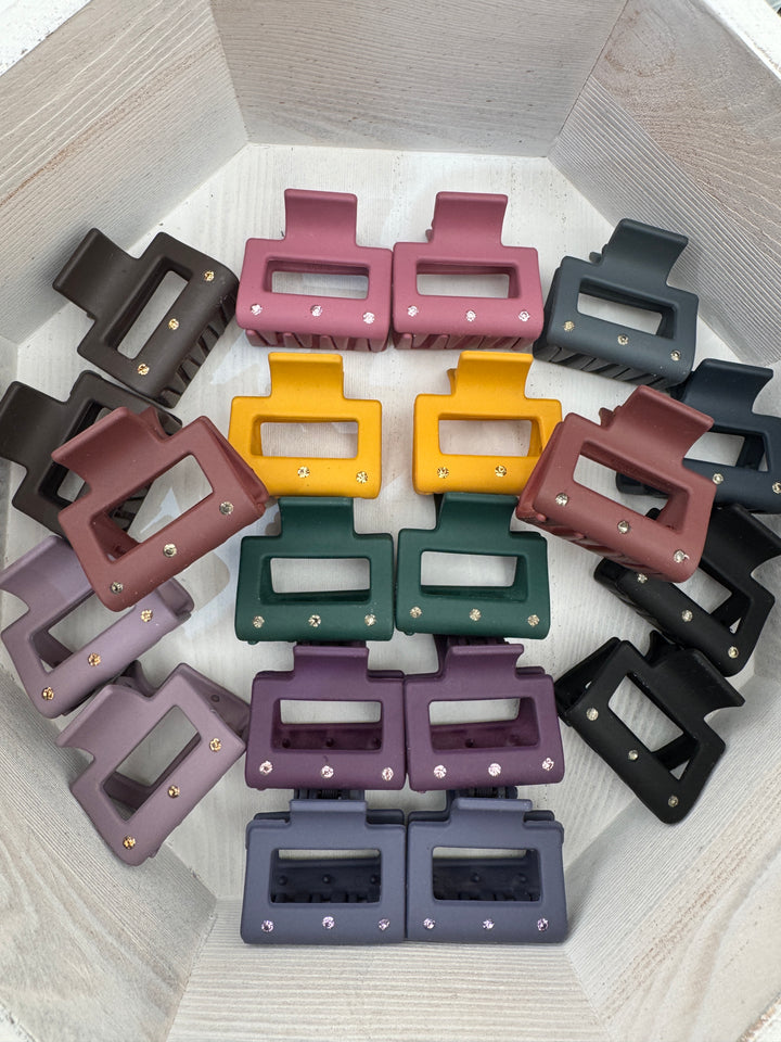 Mini Rectangle Claw Clips – Crystal Edition (Pack of 20)