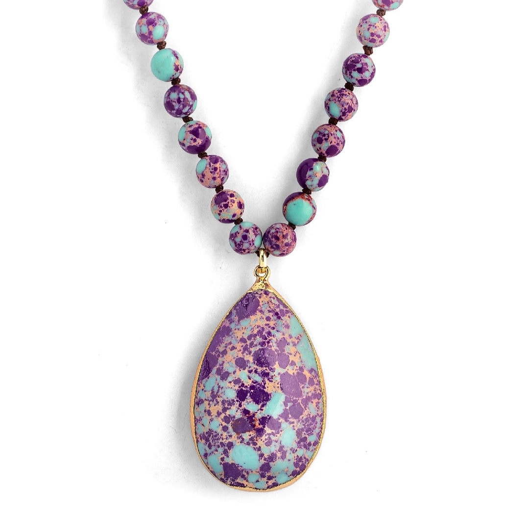 Purple & Turquoise Jasper Natural Stone Necklace