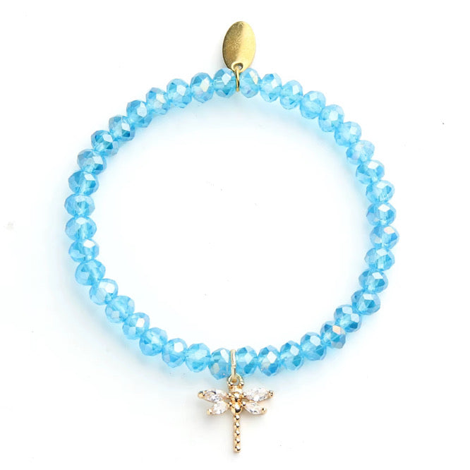 Bright Blue Twilight Dragonfly Charm Bracelet