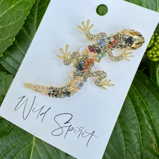 Gold Lizard Brooch